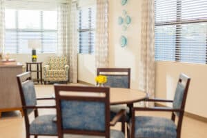 The dining and activity area and soft seating of the Pacific Villas facility