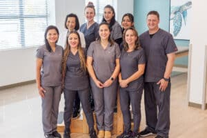 Rehab therapists in the gym at the Pacific Villas facility
